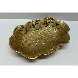 VTG Scalloped Edge Gold Candy Trinket Dish Bel-Terr China  22 KT Gold MCM